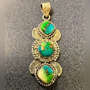 Peacock dahlia pendant